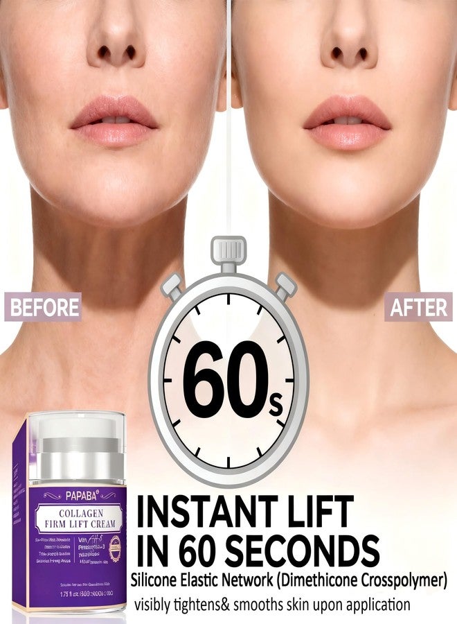 PAPABA Instant Face Lift Cream Neck Firming Tight Moisturizer Women Men- Collagen & Tripeptide AH-8 Updated Formula For Eye Décolleté Firming Cream for Visible Tightening -Sensitive Skin - Day & Night - Image 3